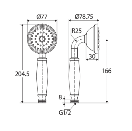 Fienza Lillian Rail Hand-Held Shower Head, Brushed Nickel