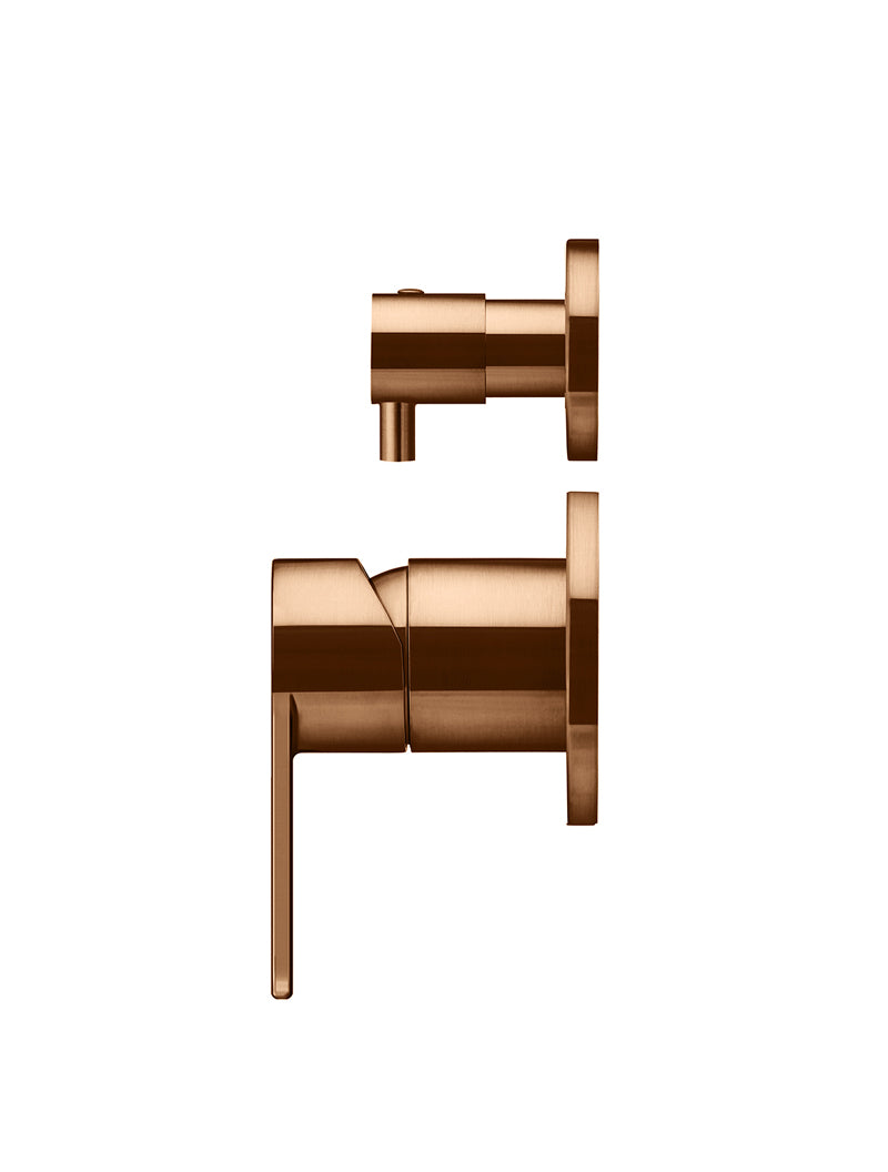 Meir Round Diverter Mixer, Paddle Handle Trim Kit (In-Wall Body Not Included), Lustre Bronze