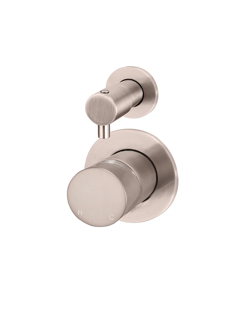 Meir Round Diverter Mixer, Pinless Handle Trim Kit (In-Wall Body Not Included), Champagne
