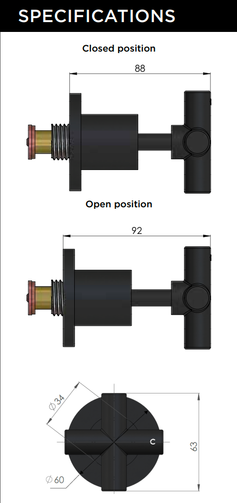 Meir Round Cross Handle Jumper Valve Wall Top Assemblies, Lustre Bronze