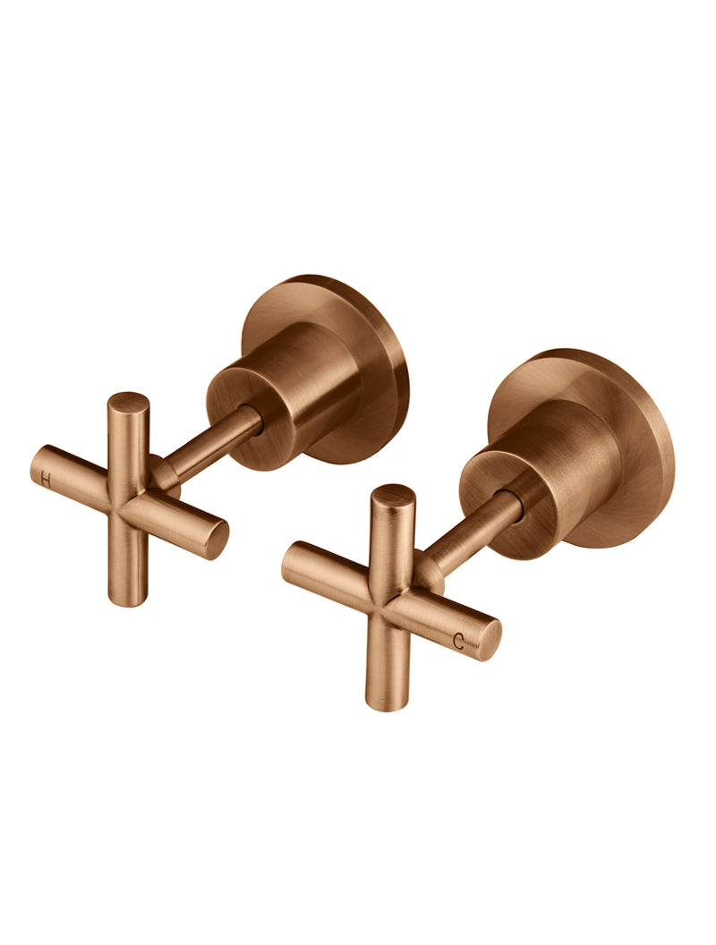 Meir Round Cross Handle Jumper Valve Wall Top Assemblies, Lustre Bronze