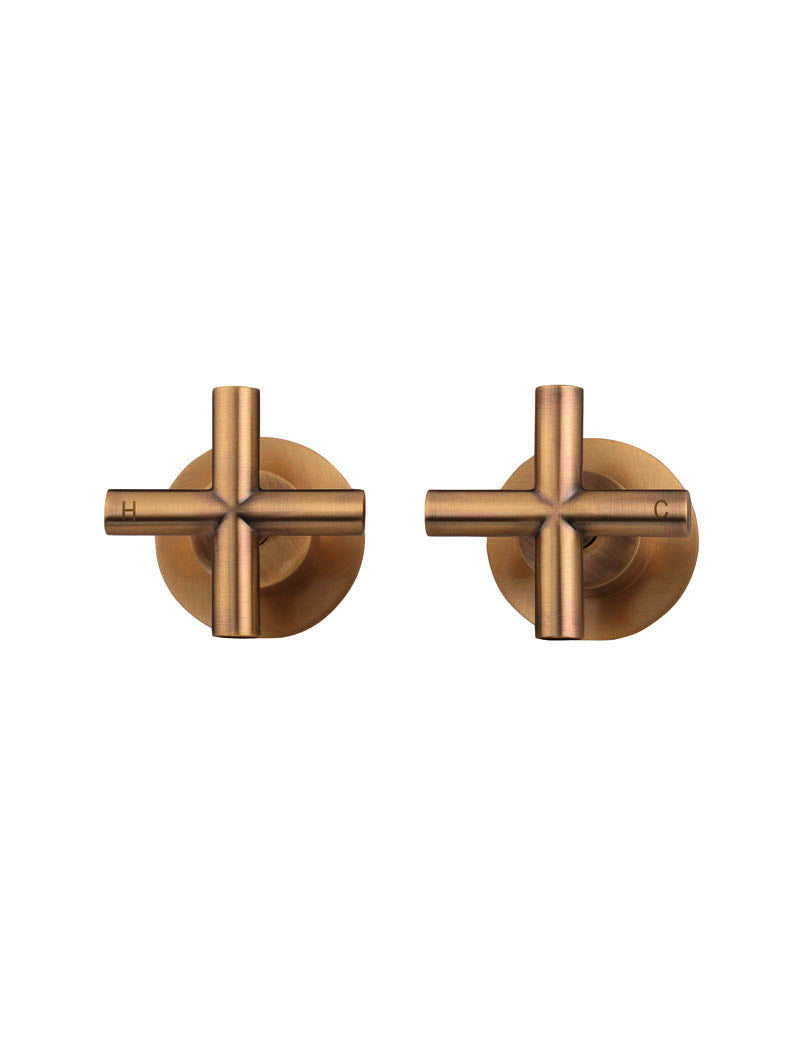 Meir Round Cross Handle Jumper Valve Wall Top Assemblies, Lustre Bronze