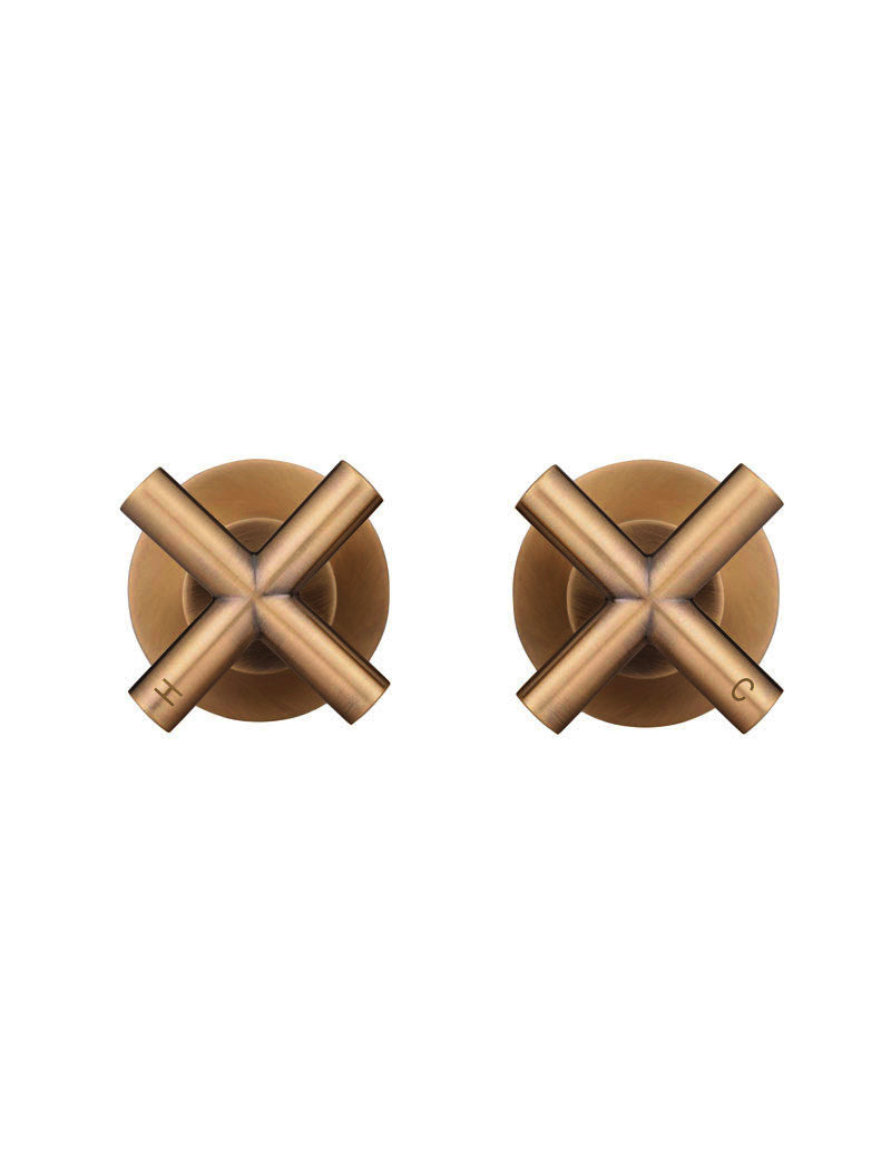 Meir Round Cross Handle Jumper Valve Wall Top Assemblies, Lustre Bronze