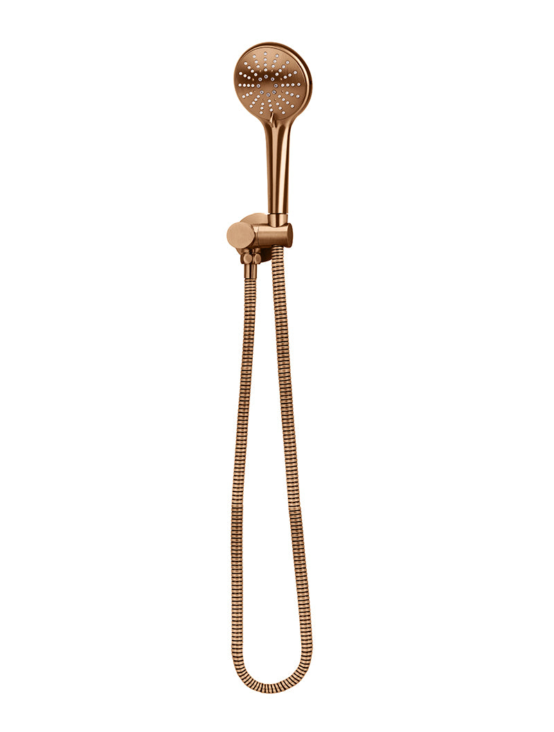 Meir Round Hand Shower on Swivel Bracket, Three Function Hand Shower, Lustre Bronze