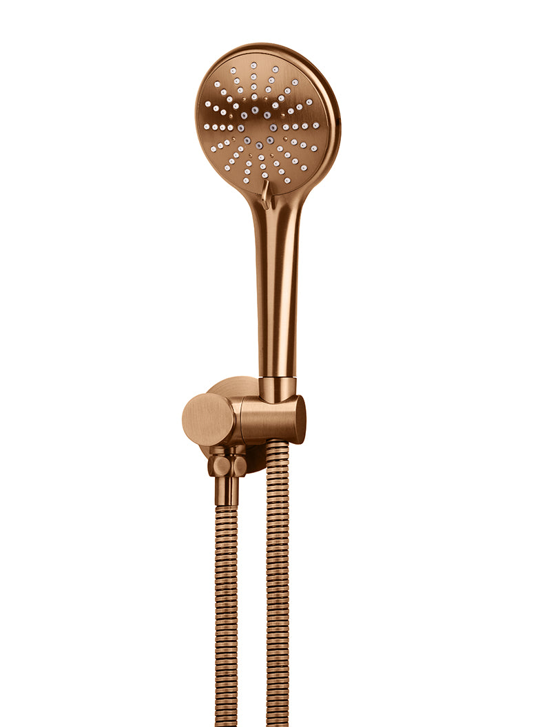 Meir Round Hand Shower on Swivel Bracket, Three Function Hand Shower, Lustre Bronze