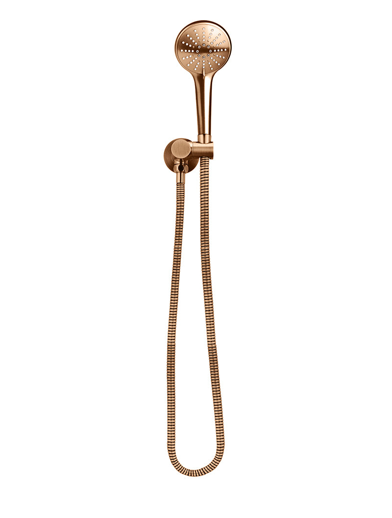 Meir Round Hand Shower on Swivel Bracket, Three Function Hand Shower, Lustre Bronze