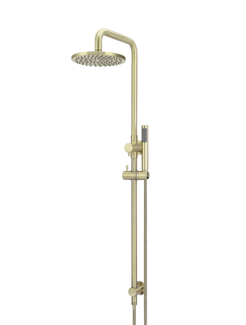 Meir Round Combination Shower Rail, 200mm Rose, Single Function Hand Shower, Tiger Bronze