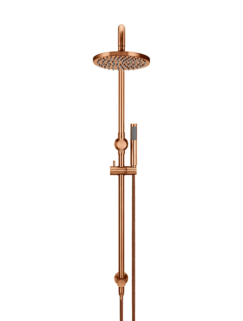 Meir Round Combination Shower Rail, 200mm Rose, Single Function Hand Shower, Lustre Bronze