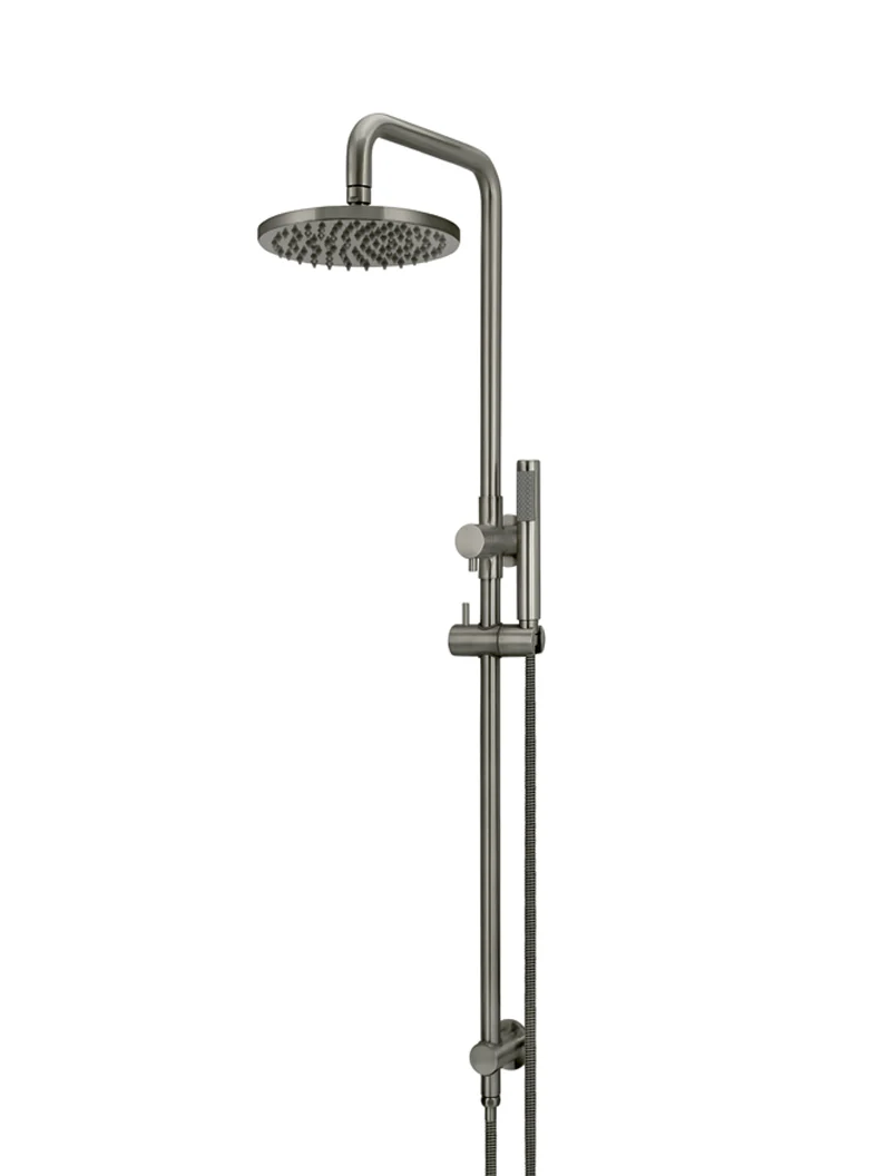 Meir Round Combination Shower Rail, 200mm Rose, Single Function Hand Shower, Shadow