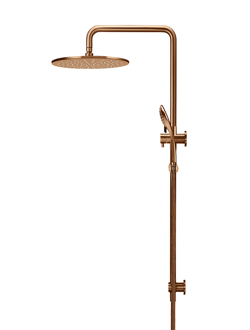 Meir Round Combination Shower Rail 300mm Rose, Three Function Hand Shower, Lustre Bronze