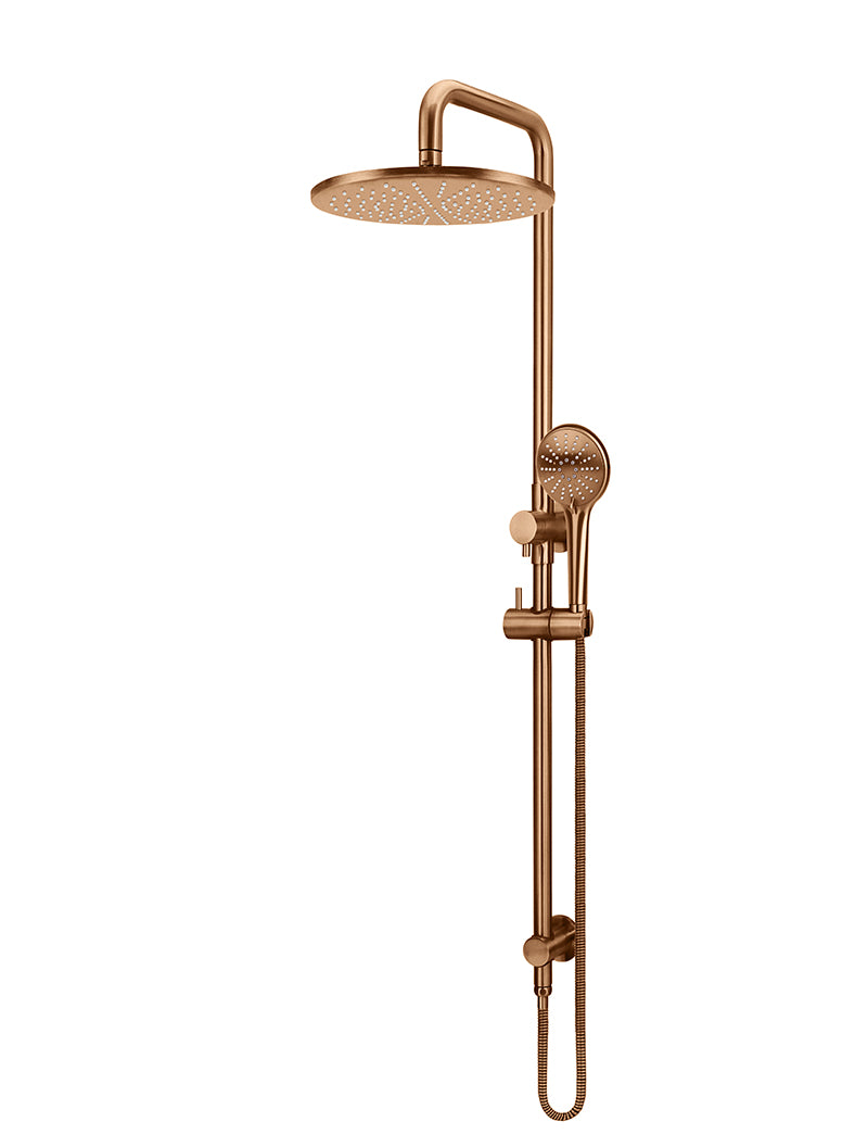 Meir Round Combination Shower Rail 300mm Rose, Three Function Hand Shower, Lustre Bronze
