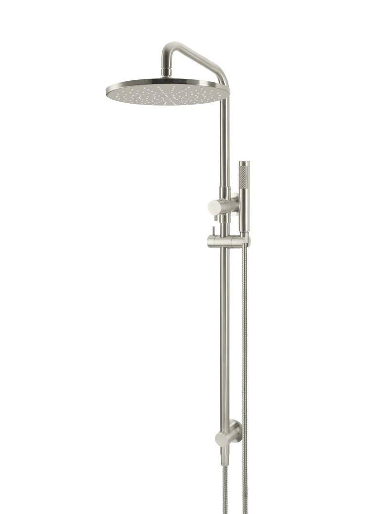 Meir Round Combination Shower Rail, 300mm Rose, Single Function Hand Shower, Brushed Nickel