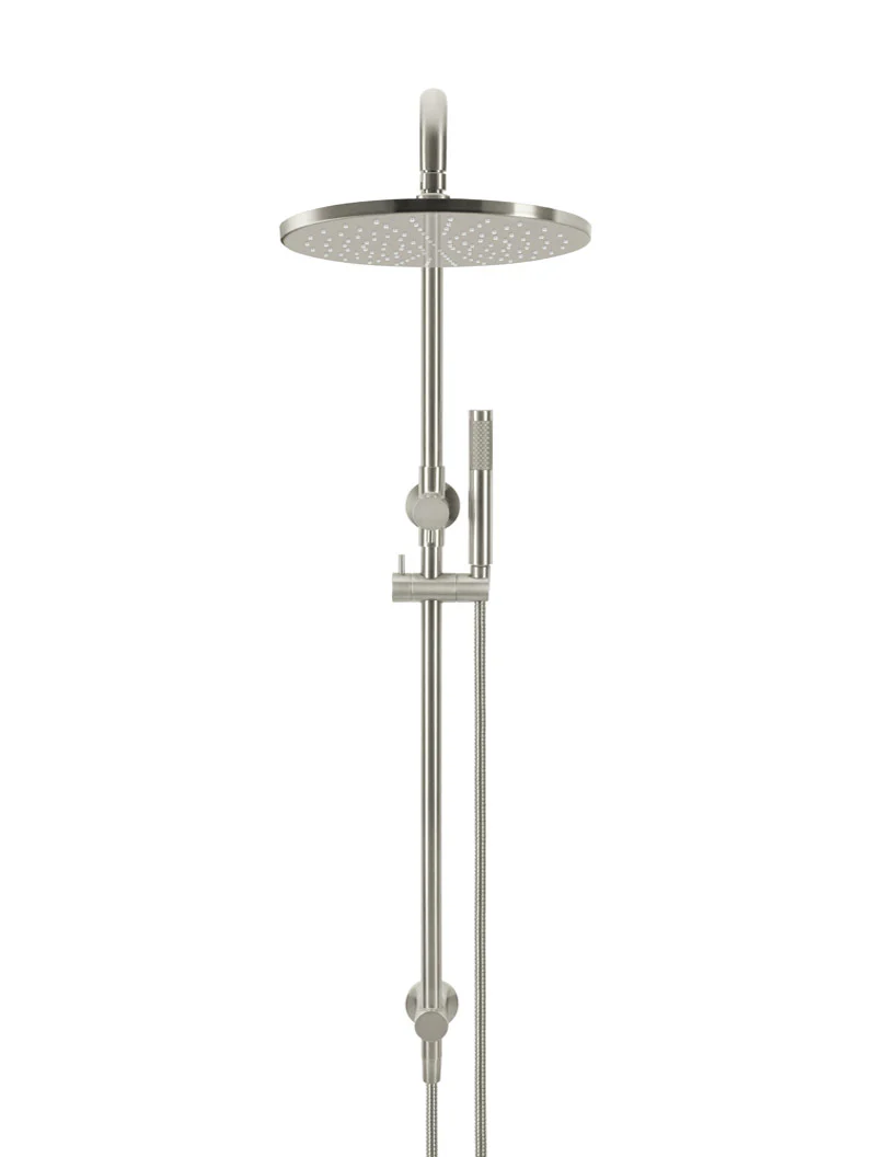 Meir Round Combination Shower Rail, 300mm Rose, Single Function Hand Shower, Brushed Nickel