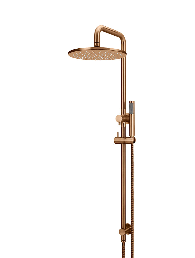 Meir Round Combination Shower Rail, 300mm Rose, Single Function Hand Shower, Lustre Bronze