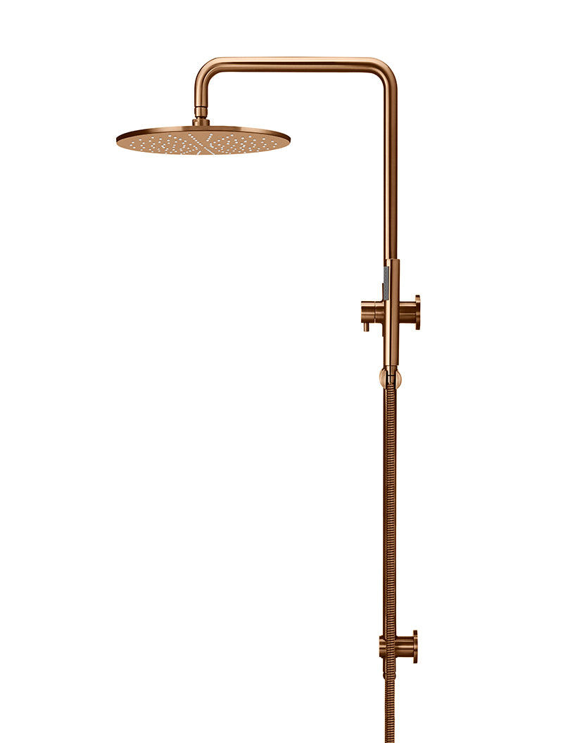 Meir Round Combination Shower Rail, 300mm Rose, Single Function Hand Shower, Lustre Bronze
