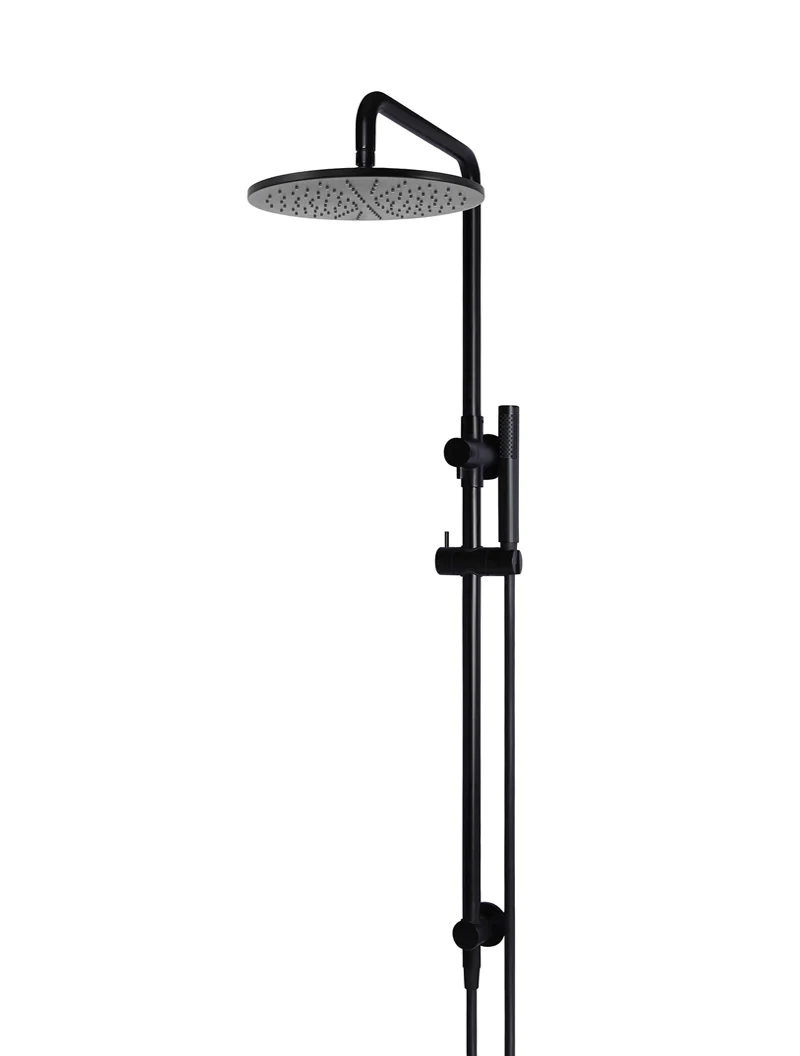 Meir Round Combination Shower Rail, 300mm Rose, Single Function Hand Shower, Matte Black
