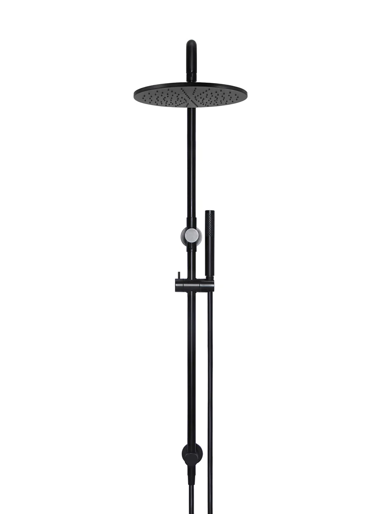 Meir Round Combination Shower Rail, 300mm Rose, Single Function Hand Shower, Matte Black