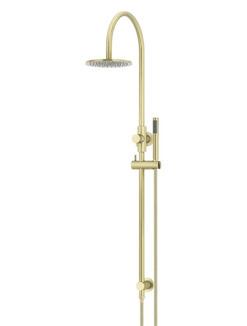 Meir Round Gooseneck Overhead Shower Set with 200mm Rose, Single-Function Hand Shower, Tiger Bronze