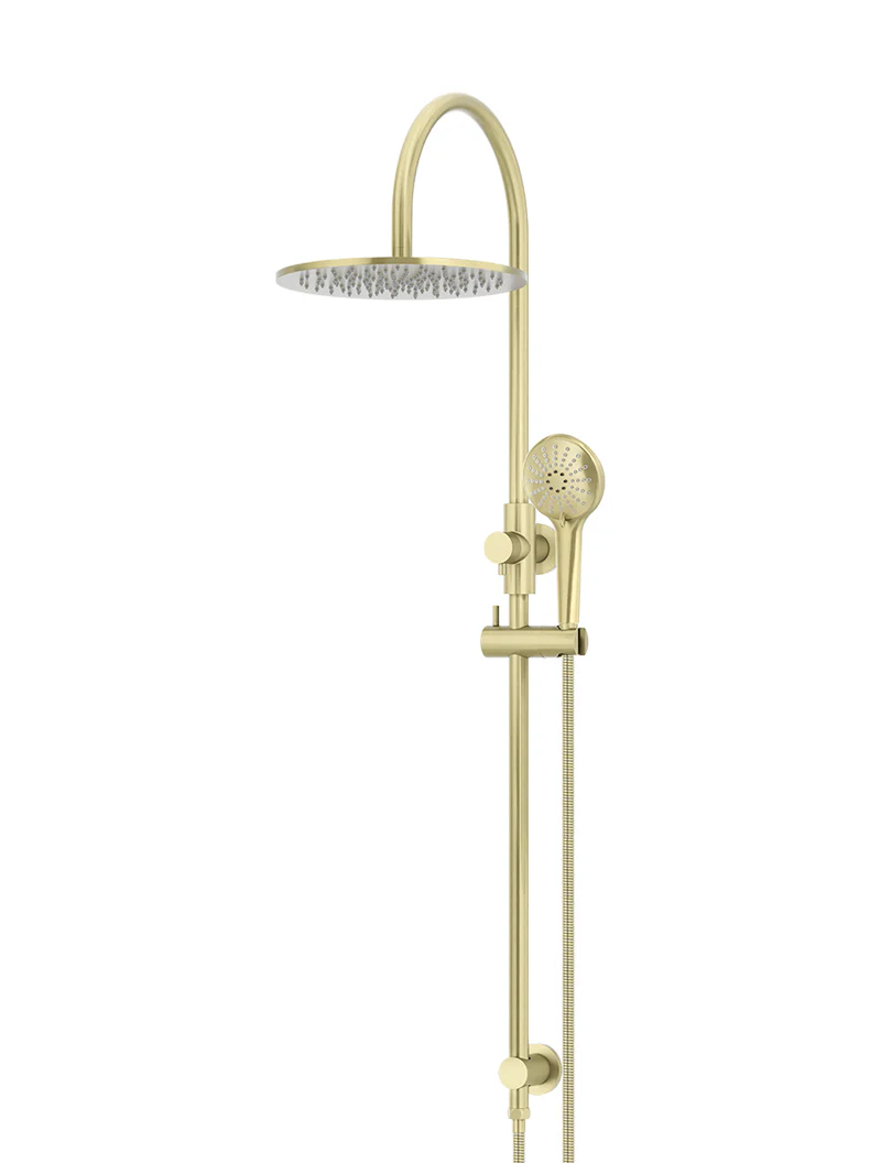 Meir 300mm Round Overhead Shower Rail, Three Function Hand Shower, Tiger Bronze