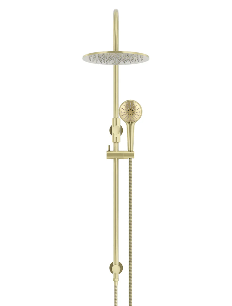 Meir 300mm Round Overhead Shower Rail, Three Function Hand Shower, Tiger Bronze