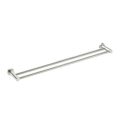 Nero Mecca Double Towel Rail 800mm, Brushed Nickel