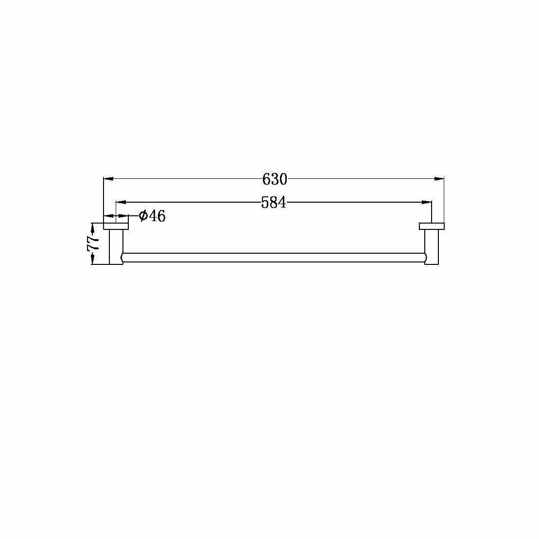 Nero Mecca Single Towel Rail 600mm, Matte Black