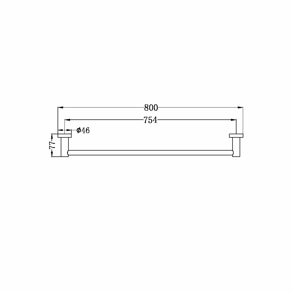 Nero Mecca Single Towel Rail 800mm, Chrome