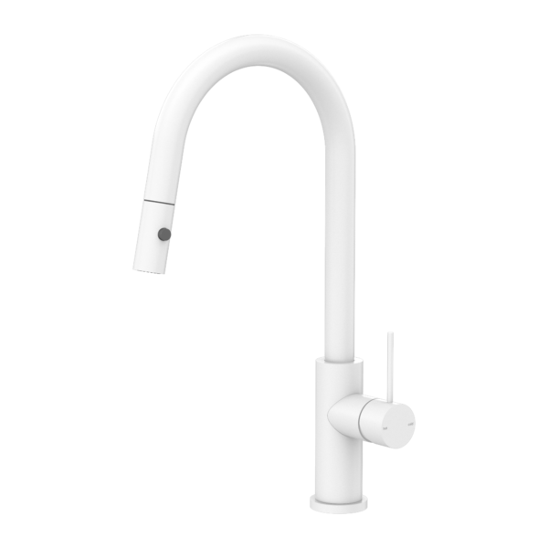 Nero Mecca Pull Out Sink Mixer With Veggie Spray Function, Matte White