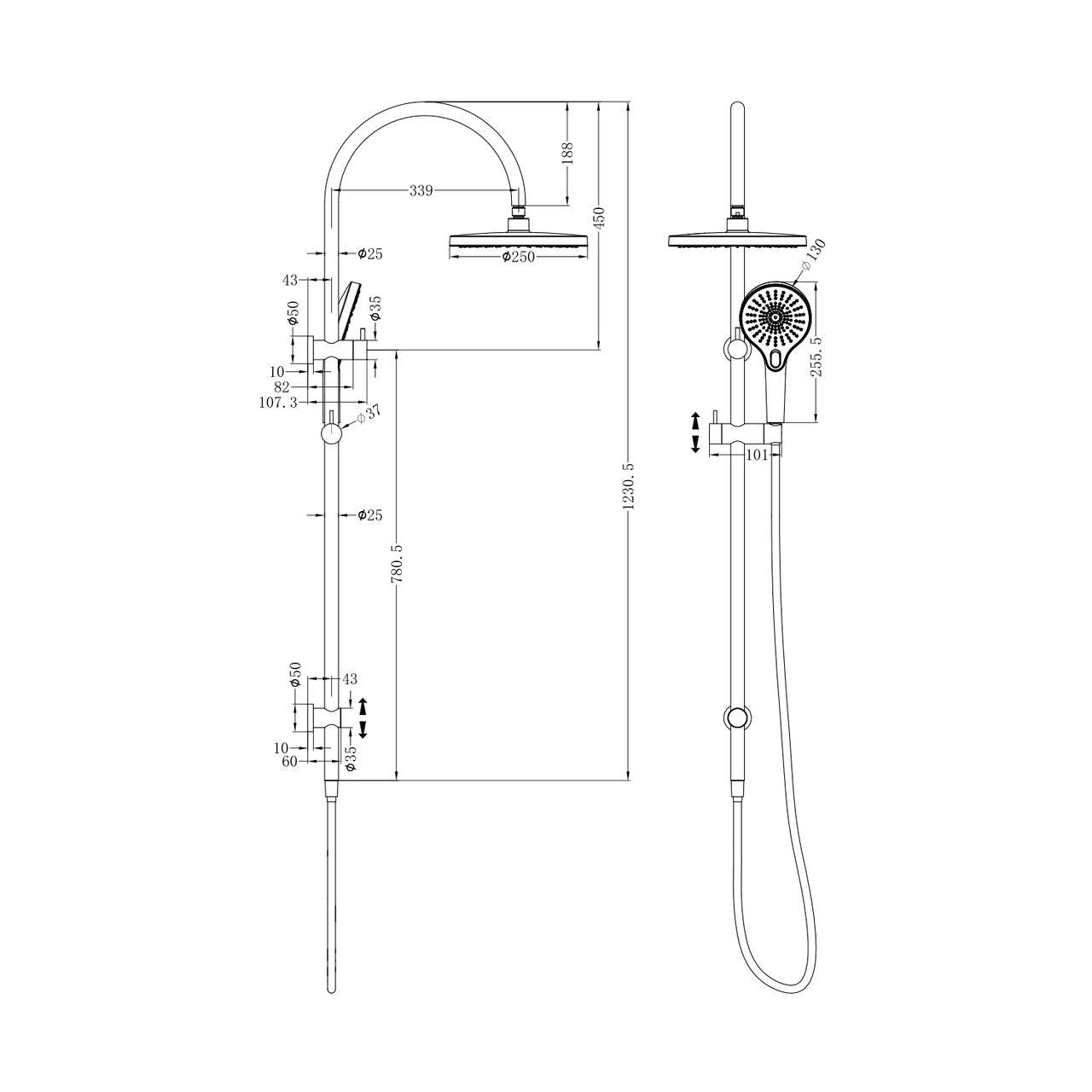 Nero Mecca Twin Shower With Opal Shower, Gun Metal