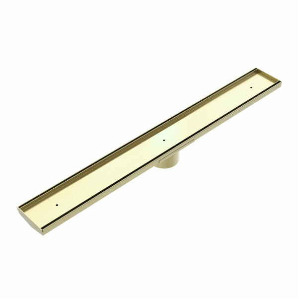 Nero Tile Insert V Channel Floor Grate 89mm Outlet, Brushed Gold