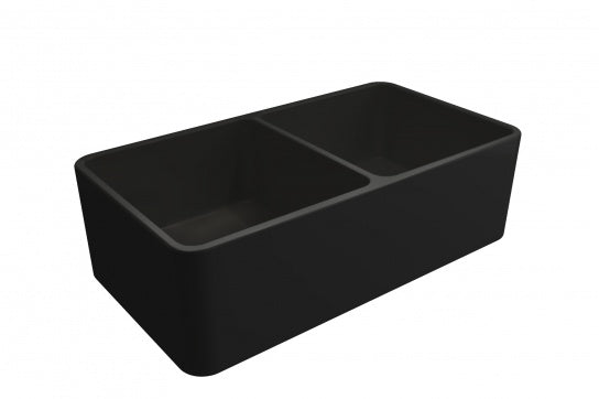 Turner Hastings Novi 85x46 Double Bowl Fireclay Butler Sink, Matte Black