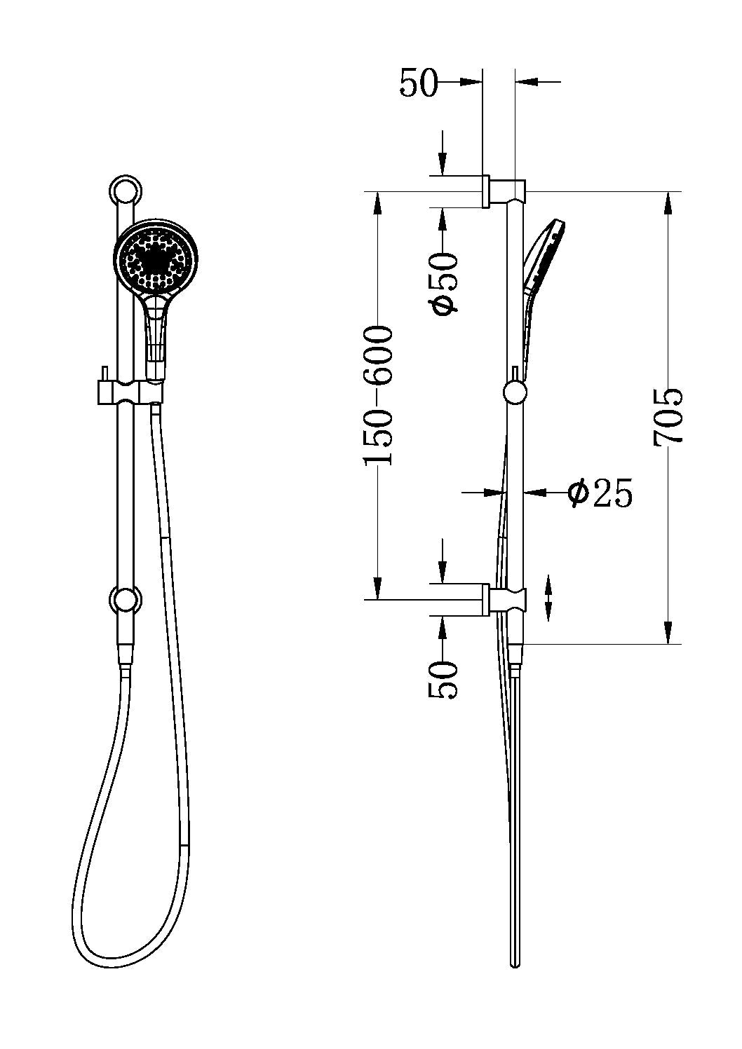 Nero Mecca Shower Rail With Air Shower II, Brushed Bronze