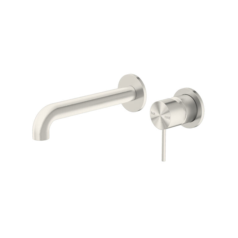 Nero Mecca Wall Basin/Bath Mixer Separete Back Plate 185mm, Brushed Nickel