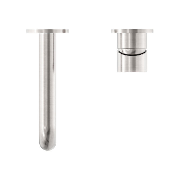 Nero Mecca Wall Basin/Bath Mixer Separete Back Plate 185mm, Brushed Nickel