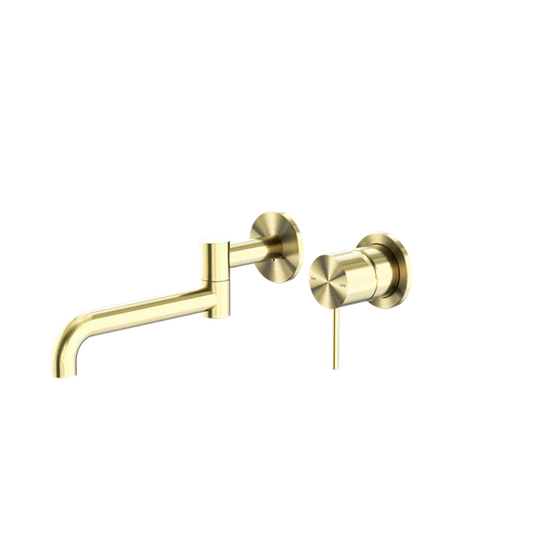 Nero Mecca Wall Basin/Bath Mixer Swivel Spout 225mm, Brushed Gold