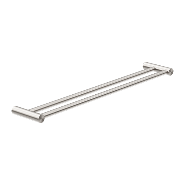 Nero New Mecca Double Towel Rail 800mm, Brushed Nickel