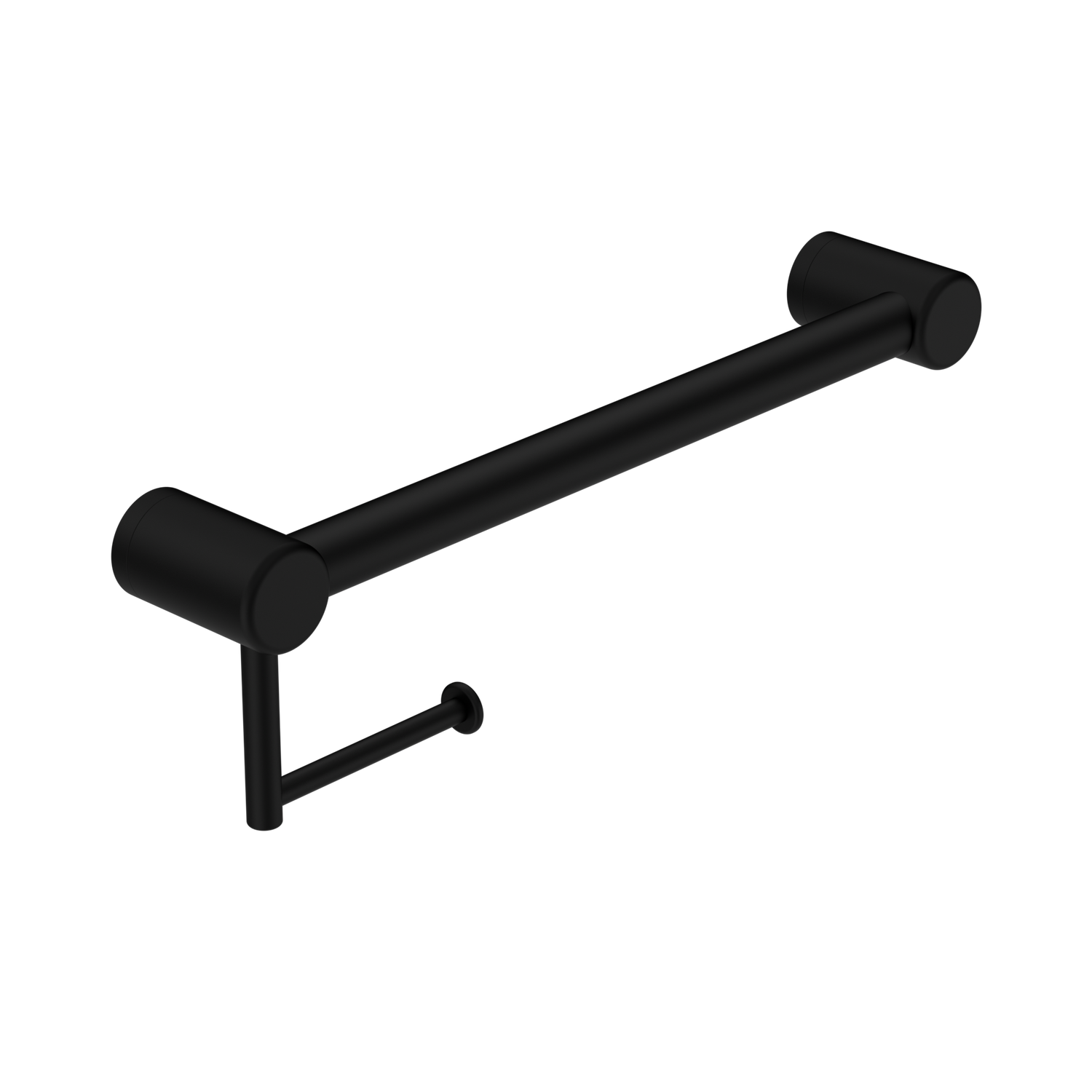 Nero Mecca Care 32mm Grab Rail With Toilet Roll Holder 450mm, Matte Black