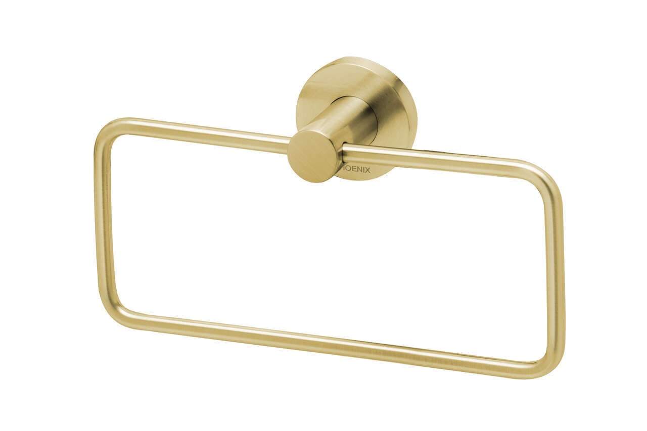 Phoenix Radii Hand Towel Holder Round Plate, Brushed Gold