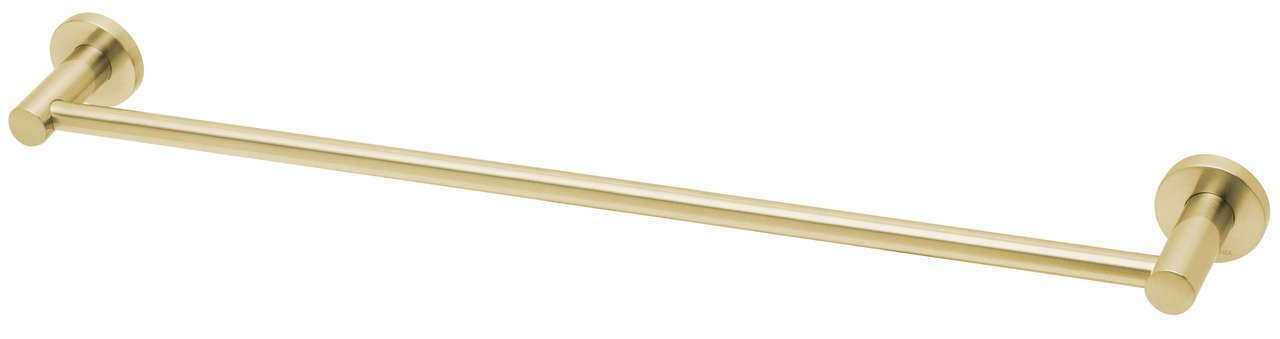 Phoenix Radii Single Towel Rail 800mm Round Plate, Brushed Gold