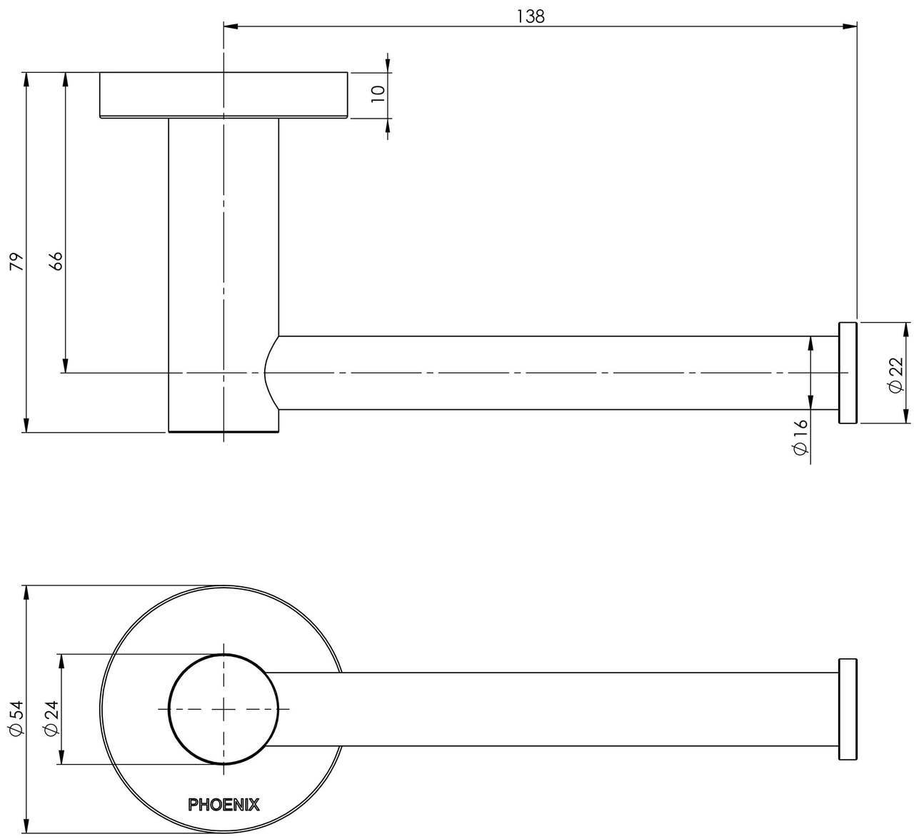 Phoenix Radii Toilet Roll Holder Round Plate, Brushed Nickel