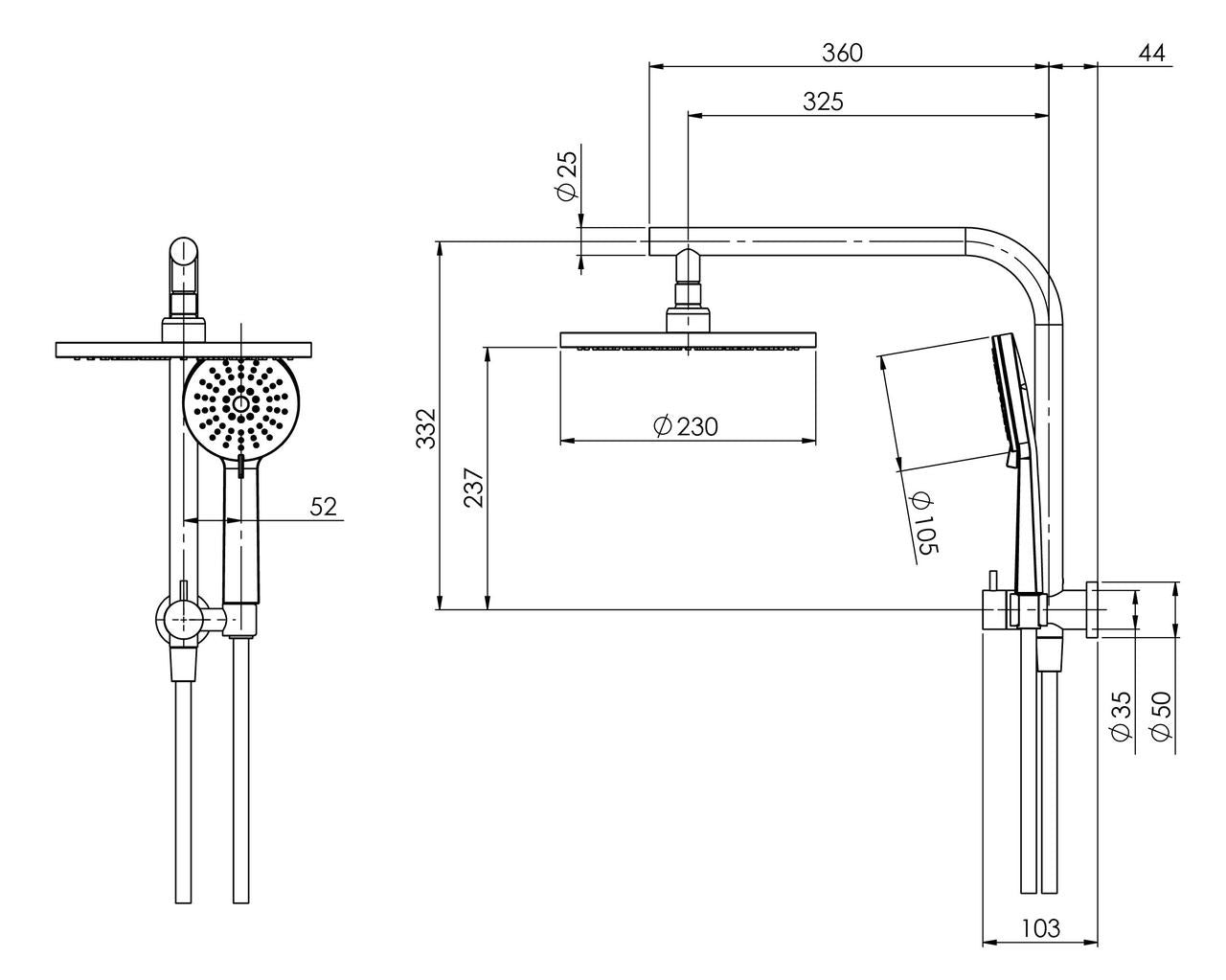 Phoenix Vivid Slimline Compact Twin Shower, Brushed Carbon