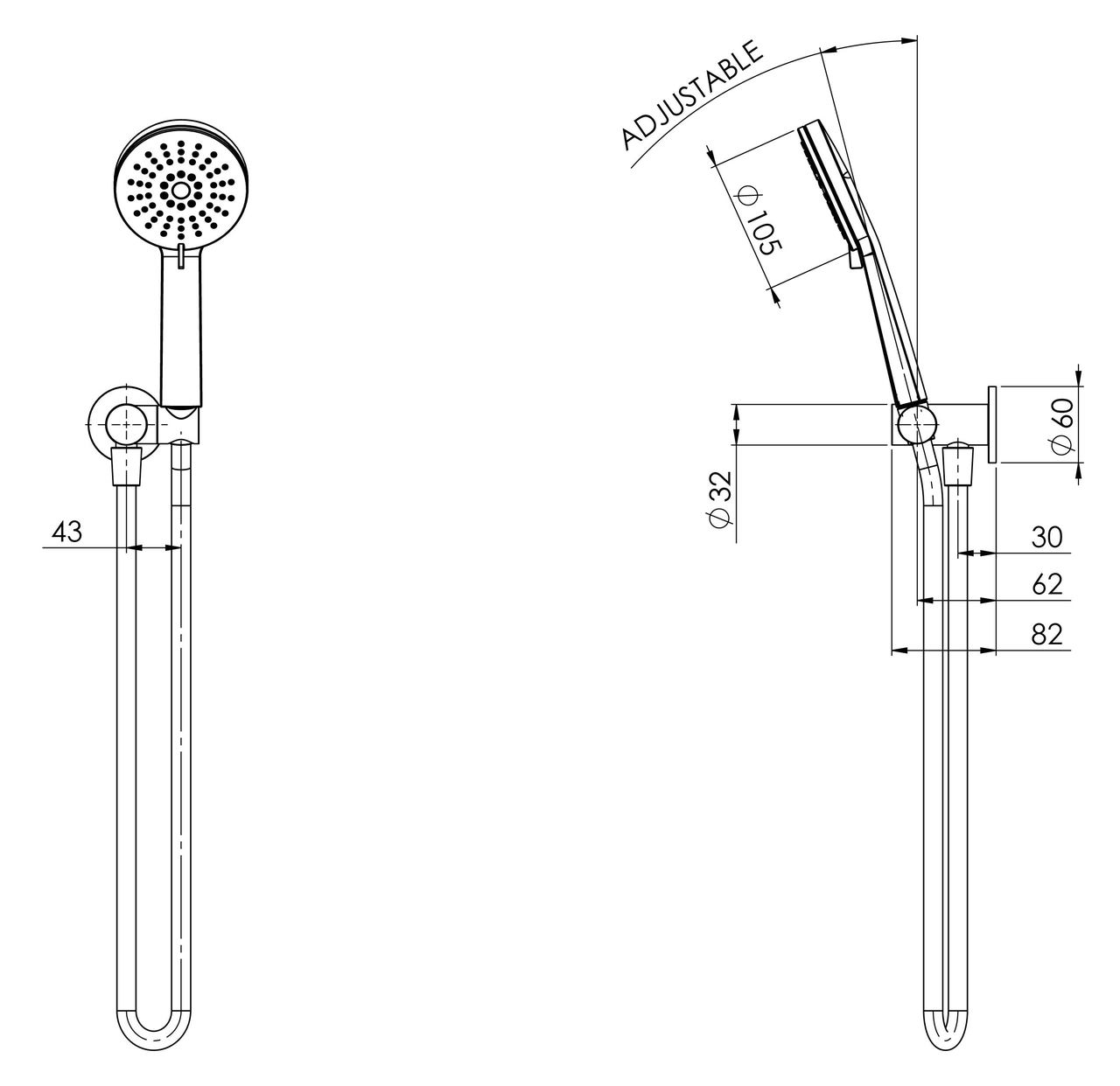 Phoenix Vivid Slimline Hand Shower, Matte Black