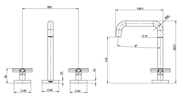 Phoenix Vivid Slimline Plus Basin Set, Brushed Nickel