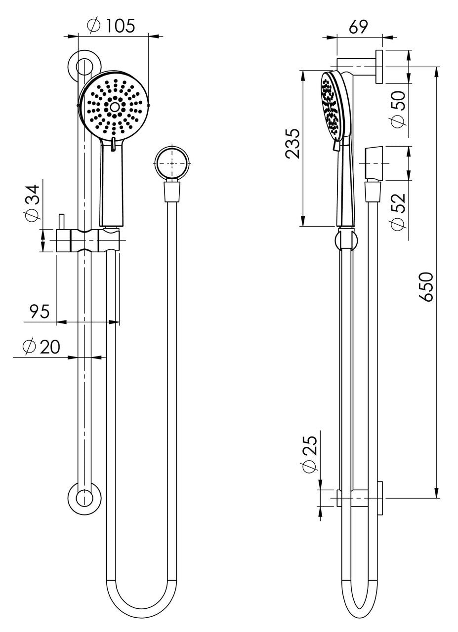 Phoenix Vivid Slimline Rail Shower, Brushed Gold