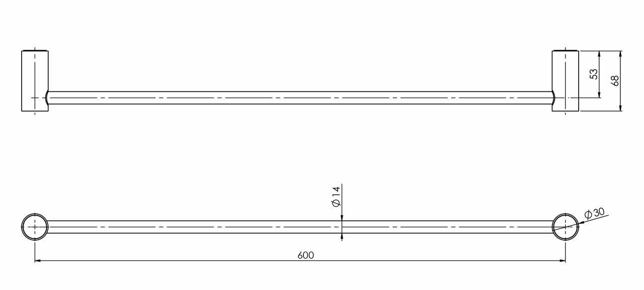 Phoenix Vivid Slimline Single Towel Rail 600mm, Brushed Nickel