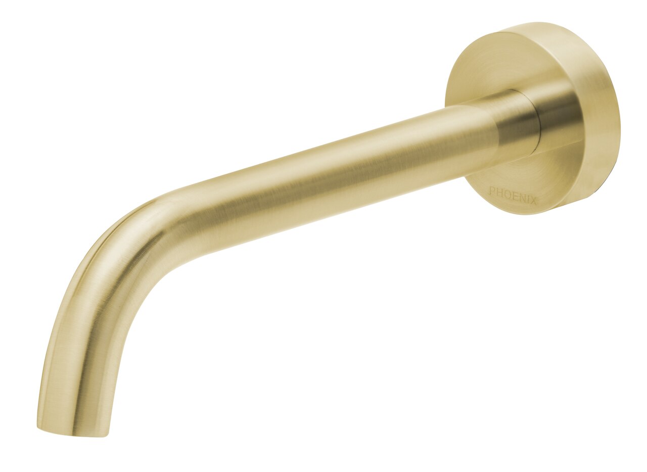 Phoenix Vivid Slimline Basin Outlet 230mm Curved, Brushed Gold