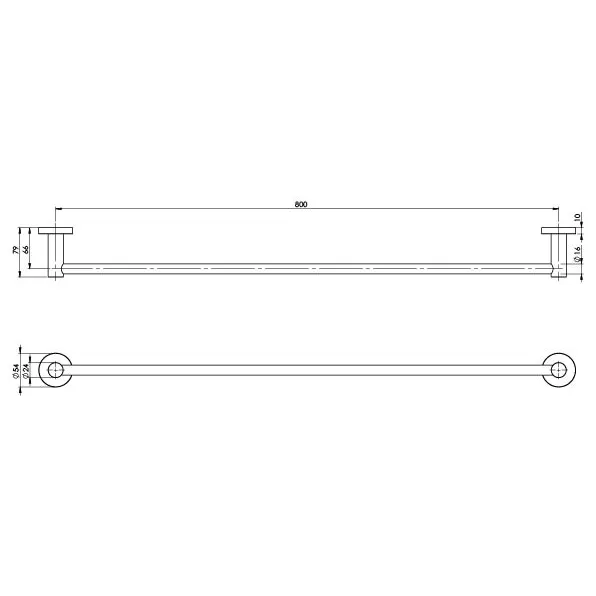 Phoenix Radii Single Towel Rail 800mm Round Plate, Gunmetal