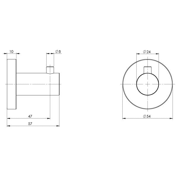 Phoenix Radii Robe Hook Round Plate, Brushed Carbon