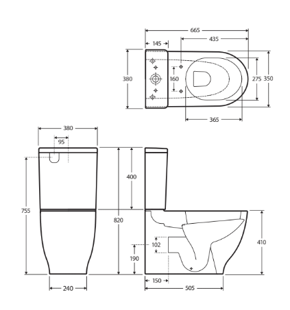 Fienza Rak Moon Back-to-Wall S-Trap Toilet Suite