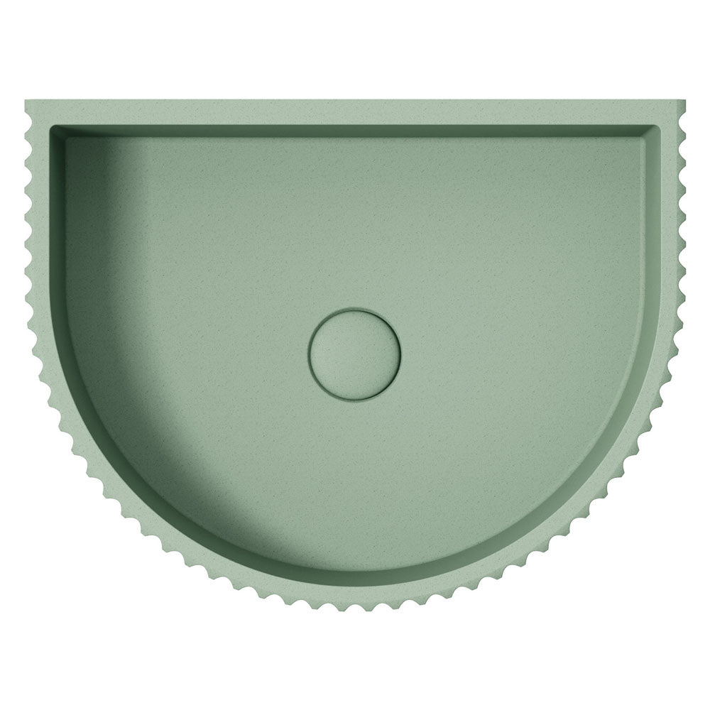 Fienza Valentina Fluted Arch Concrete Wall Hung Basin, Sage